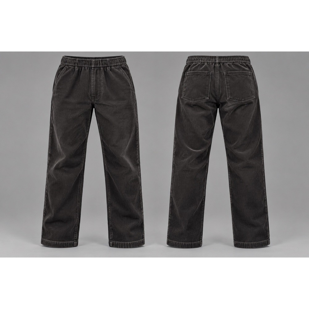 UNIQLO Womens Corduroy WideLeg Pants medium Black 30-33inx28 Elastic Waist